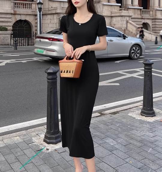 Rakuten - レディース シャツワンピ Tシャツ ミモレ 半袖 ラウンドネック スリム 細身 ストレート かわいい 大人可愛い シンプル カジュアル おしゃれ ラフ クール 存在感 ベーシック アクティブ ナチュラル 無地 春 夏 秋 ロングシーズン 学生 デート お出かけ 旅行 女子会 休日