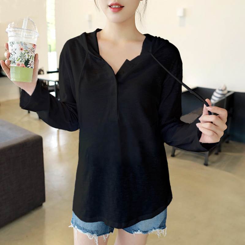 Rakuten - レディース トップス シャツ 長袖 フード ボタン 大人可愛い きれいめ シンプル おしゃれ かっこいい ラフ ガーリー クール ナチュラル 無地 春 秋 通勤 デート お出かけ お泊まり イベント 旅行 レストラン 公園 女子会 休日 ホテル ショッピング コンサート ライブ