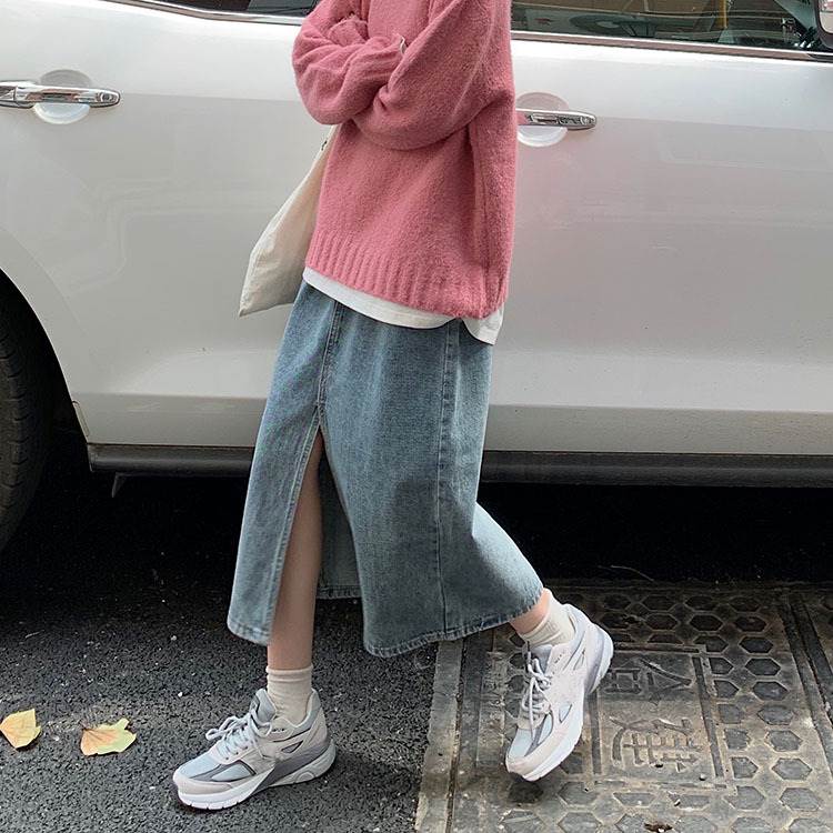 Rakuten - レディース スカート デニム ロング Aライン スリット ハイウエスト 大人可愛い きれいめ カジュアル おしゃれ かっこいい ラフ ガーリー クール 都会的 ナチュラル 無地 春 夏 通勤 デート お出かけ お泊まり イベント 旅行 レストラン 公園 女子会 休日 ホテル