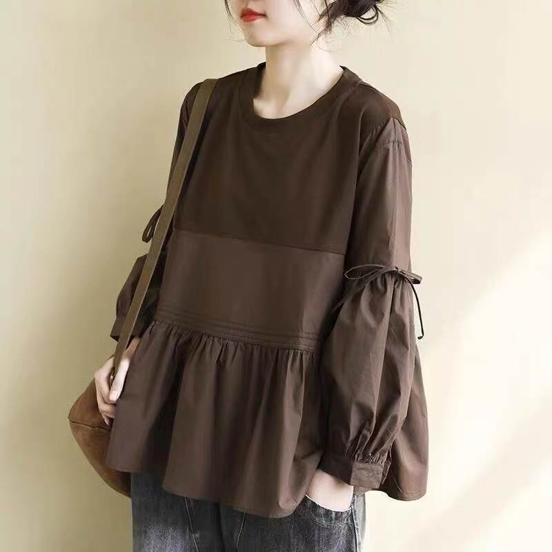 樂天商城 - レディース トップス カットソー 長袖 クルーネック フレア セミフレア フェミニン 大人可愛い シンプル おしゃれ こなれ感 個性的 エレガント 主役級 存在感 抜け感 クラシカル ベーシック ナチュラル 無地 春 秋 ロングシーズン ママ オフィス ビジネス OL 通勤