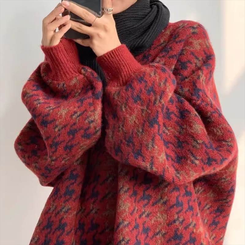 レディース トップス ニット セーター プルオーバー 長袖 ボリューム袖 ラウンドネック 大人可愛い きれいめ シンプル カジュアル 上品 おしゃれ かっこいい レトロ こなれ感 ラフ エレガント ヴィンテージ キュート クラシカル ベーシック カントリー アクティブ