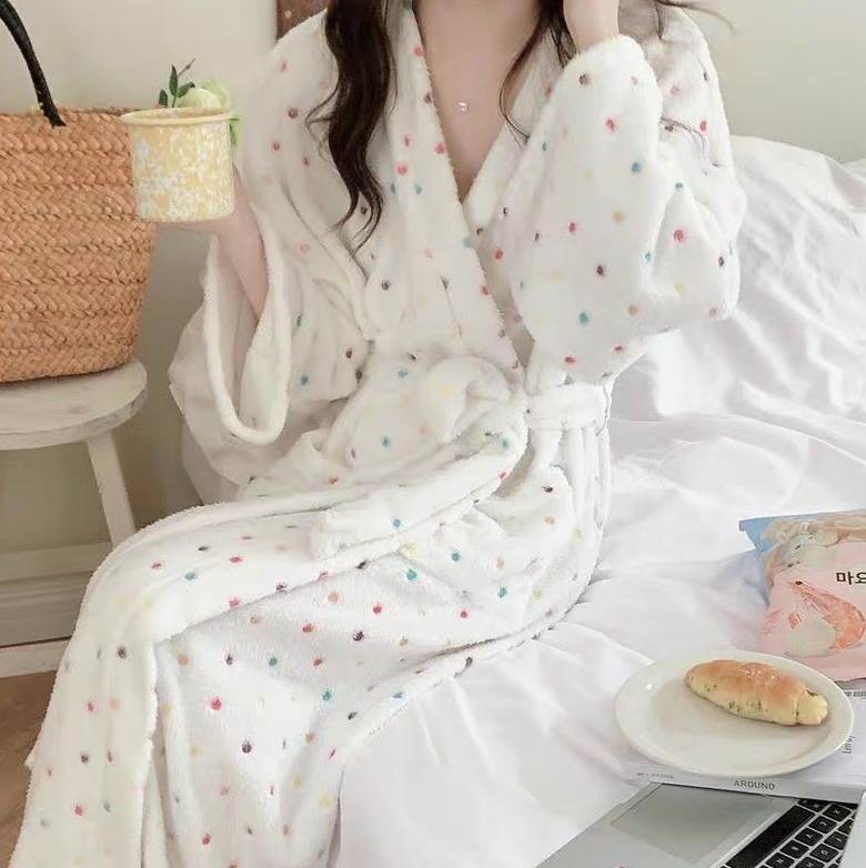 バスローブ レディース ルームウェア パジャマ 部屋着 寝巻き ロング 長袖 襟付き フェミニン もこもこ..