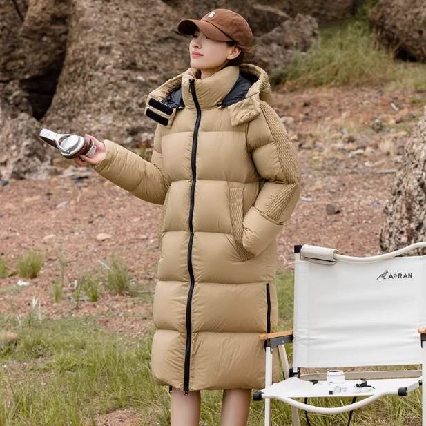 Coat - レディース コート アウター 上着 前開き ロングコート ミディアム ダウンコート 長袖 襟付き ストレート ファー 大人可愛い カジュアル おしゃれ ルーズ 主役級 存在感 都会的 無地 冬 デート お出かけ お泊まり イベント 旅行 公園 女子会 休日 バカンス 就活