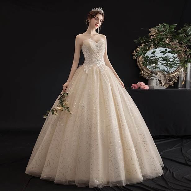 Rakuten - ドレス 衣装 ウエディングドレス 結婚式 披露宴 演奏会ドレス ステージドレス ロング丈 半袖 パフスリーブ 胸元 刺? シースルー ウエストマーク かわいい 大人可愛い きれいめ シンプル 大人 上品 おしゃれ かっこいい レトロ こなれ感 個性的 クール モード系