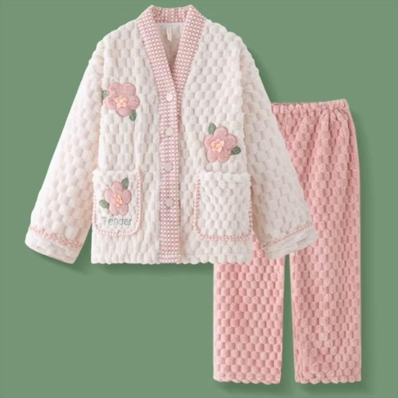 Rakuten - ルームウェア パジャマ 部屋着 レディース 寝巻き フルレングス 長袖 萌袖 ワイド ストレート オーバーサイズ もこもこ ふわふわ ふっくら 前開き バイカラー フリース かわいい カジュアル おしゃれ こなれ感 ガーリー ルーズ ラブリー キュート ロマンティック 秋