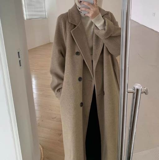 Rakuten - ダブルブレスト レディース コート アウター 上着 チェスター 膝丈 膝下 ミモレ ミディアム丈 長袖 ラグランスリーブ 襟付き テーラードカラー オーバーサイズ ウエストマーク ウエストリボン 前開き サイドポケット ダブルボタン きれいめ シンプル カジュアル 上品