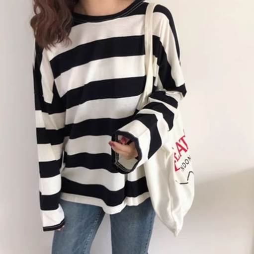Rakuten - レディース トップス ロンT カットソー Tシャツ 長袖 萌袖 ラウンドネック かわいい シンプル カジュアル おしゃれ ラフ メンズライク マニッシュ ボーイッシュ ガーリー 存在感 キュート ベーシック アクティブ ナチュラル ボーダー 春 秋 デート お出かけ 旅行 公園