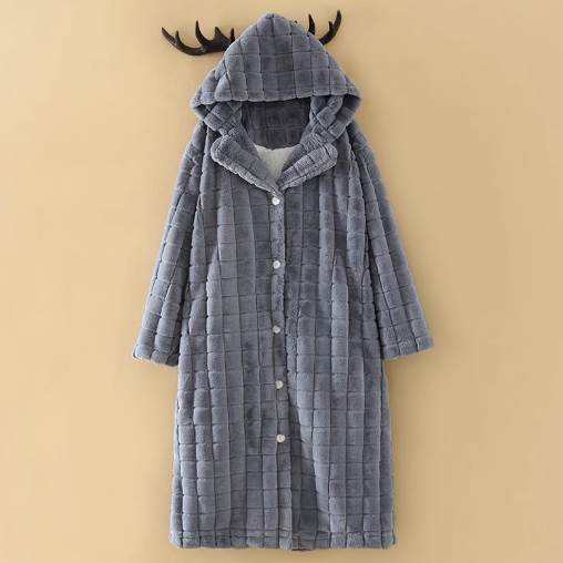 ガウン レディース ルームウェア パジャマ 部屋着 着ぐるみ 寝巻き 羽織 前開き ロング 長袖 フード も..