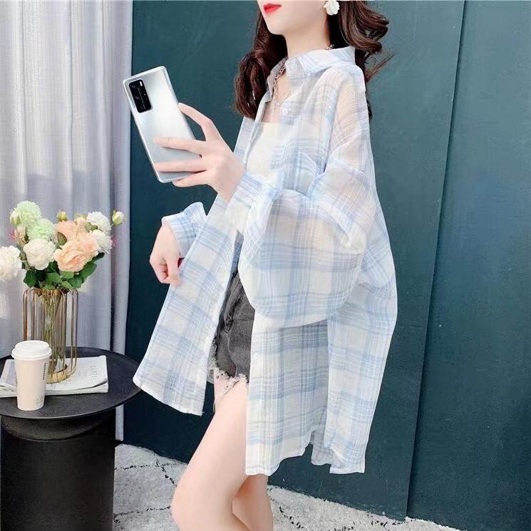 Rakuten - レディース トップス シャツ ブラウス ロングシャツ ミディアム チュニック丈 長袖 ボリューム袖 ドロップショルダー ランタンスリーブ 襟付き 角襟 オーバーサイズ ポケット 前開き 透け感 シースルー ボタン 薄手 大人可愛い シンプル カジュアル 上品 おしゃれ