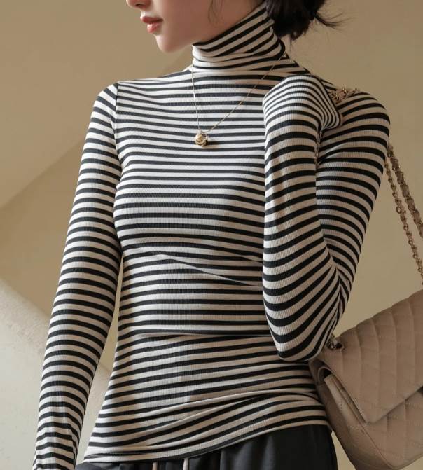 Rakuten - レディース トップス カットソー 長袖 ハイネック タートルネック スリム 細身 ストレート Iライン 伸縮性 薄手 かわいい 大人可愛い きれいめ カジュアル おしゃれ こなれ感 ラフ マニッシュ ガーリー モダン 存在感 とろみ感 抜け感 ラブリー キュート 都会的