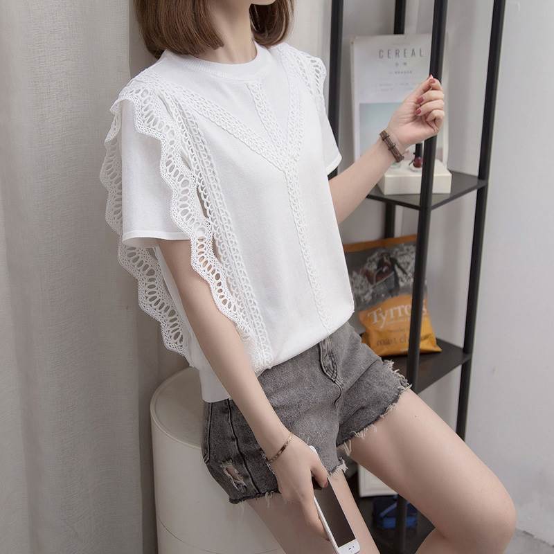 Rakuten - レディース トップス 半袖 クルーネック スリム 刺繍 前開き 2way 薄手 かわいい 大人可愛い シンプル おしゃれ こなれ感 ラフ 個性的 主役級 存在感 抜け感 クラシカル ベーシック ナチュラル 無地 春 夏 ママ OL 通勤 デート お出かけ 旅行 女子会 合コン コンパ 韓国