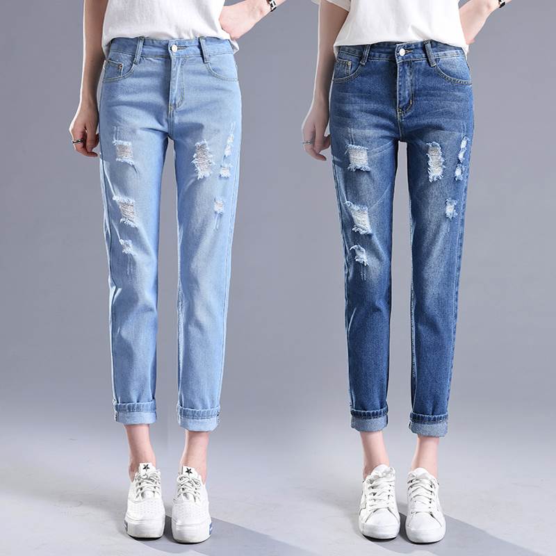 Rakuten - レディース パンツ ボトムス 9分丈 スリム 細身 デニム ブルーデニム ダメージ きれいめ シンプル 上品 おしゃれ こなれ感 個性的 主役級 存在感 抜け感 クラシカル ベーシック ナチュラル 無地 春 夏 秋 ロングシーズン ママ 通勤 学生 通学 デート お出かけ 女子会