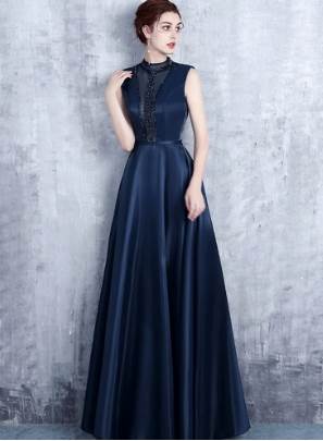 ドレス ワンピース ウェディング パーティー 結婚式 二次会 披露宴 演奏会 発表会 ステージ フォーマル キャバ ダンス 衣装 謝恩会 演劇 ラウンジ クラブ マキシ フレンチスリーブ ハイネック プリンセスライン セミフレア Aライン レース ウエストマーク ハイウエスト