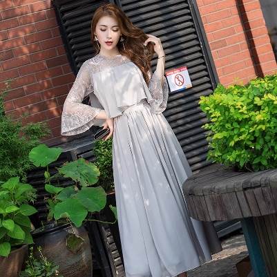 レディース スカート ワンピース ドレス マキシ 7分袖 フレア 切り替え フェミニン レース チュール シフォン シースルー スパンコール 異国風 きれいめ シンプル 上品 おしゃれ アジアン エスニック エキゾチック こなれ感 ガーリー 個性的 クール モード系 エレガント