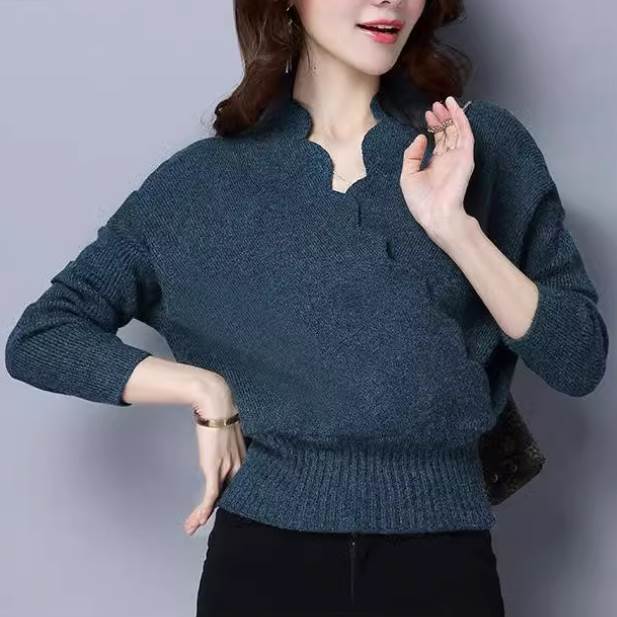 Rakuten - ニットトップス レディース トップス ニット セーター 長袖 Vネック かわいい 大人可愛い きれいめ 上品 おしゃれ ガーリー エレガント 存在感 ラブリー キュート ロマンティック 無地 春 秋 冬 ロングシーズン ママ デート お出かけ イベント レストラン 女子会 休日