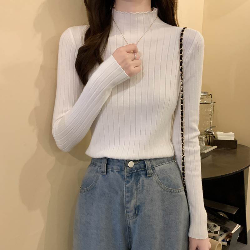 Rakuten - レディース トップス ニット 長袖 ハイネック スリム 大人可愛い きれいめ おしゃれ かっこいい ラフ ガーリー クール ナチュラル 無地 春 秋 通勤 デート お出かけ お泊まり イベント 旅行 レストラン 公園 女子会 休日 ホテル ショッピング コンサート ライブ カフェ