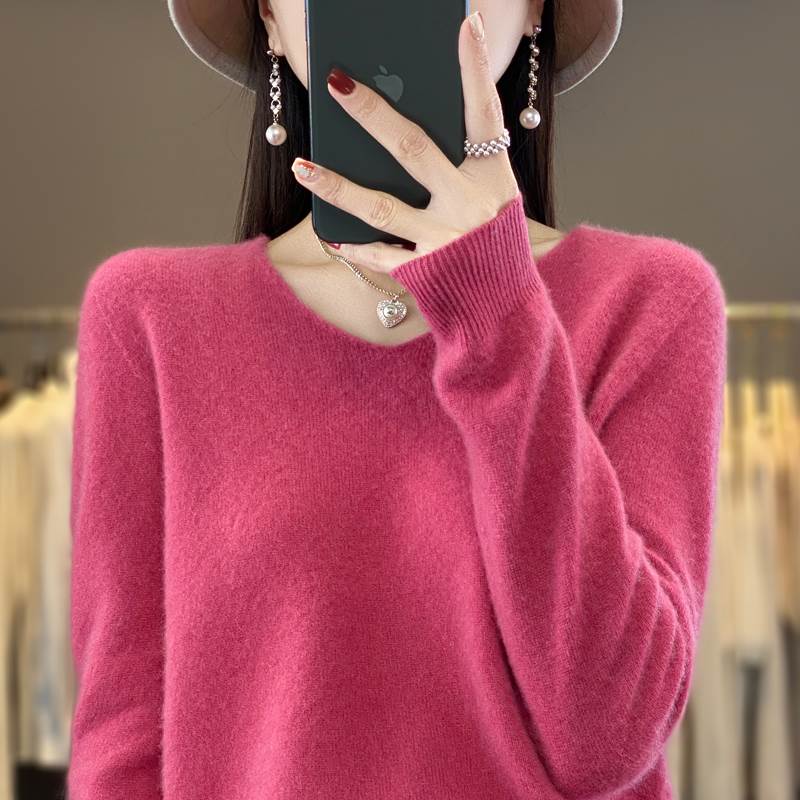 Rakuten - レディース トップス ニット セーター 長袖 Vネック スリム 細身 Iライン 薄手 かわいい 大人可愛い シンプル 上品 おしゃれ こなれ感 個性的 主役級 存在感 抜け感 都会的 クラシカル ベーシック ナチュラル 無地 春 秋 ロングシーズン ママ オフィス ビジネス OL 通勤