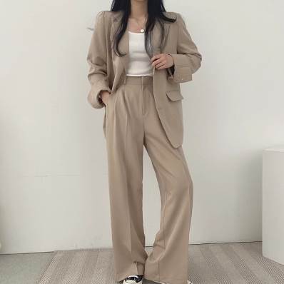 レディース トップス ジャケット パンツ セットアップ 上着 前開き ストレートパンツ 長袖 Vネック Iライン ファスナー ポケット ハイウエスト コンサバ 大人可愛い きれいめ シンプル カジュアル 上品 こなれ感 ラフ ルーズ 個性的 クール モード系 エレガント モダン