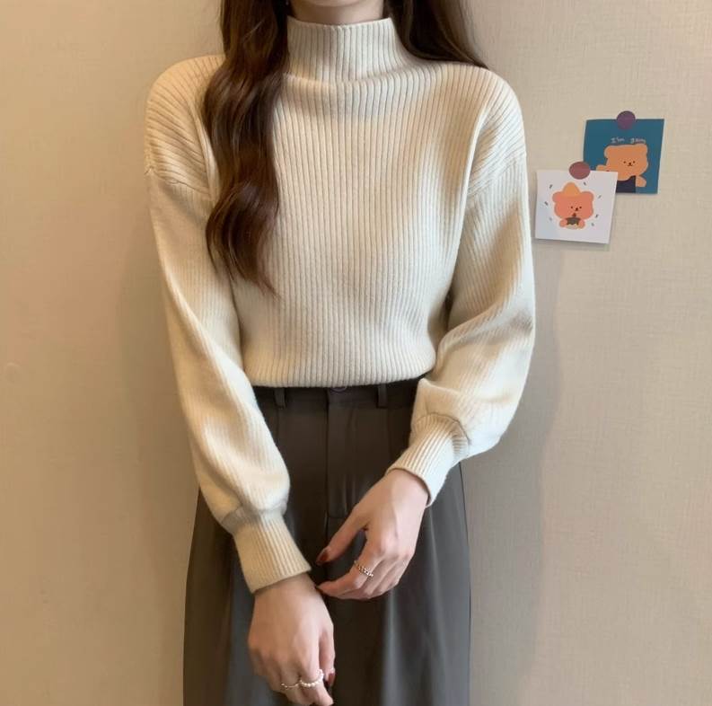 Rakuten - レディース トップス ニット セーター プルオーバー 長袖 ハイネック かわいい 大人可愛い シンプル おしゃれ 存在感 ラブリー キュート ベーシック ロマンティック ナチュラル 無地 春 秋 冬 ロングシーズン ママ デート お出かけ 旅行 公園 女子会 休日 ショッピング