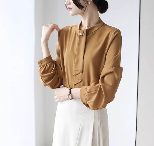 ボウタイブラウス レディース トップス シャツ ブラウス 長袖 ハイネック ボウタイ フェミニン かわいい 大人可愛い きれいめ 上品 おしゃれ エレガント 存在感 フォーマル とろみ感 ラブリー キュート 都会的 ロマンティック 無地 春 秋 入学式 入園式 卒業式 卒園式(4.0)