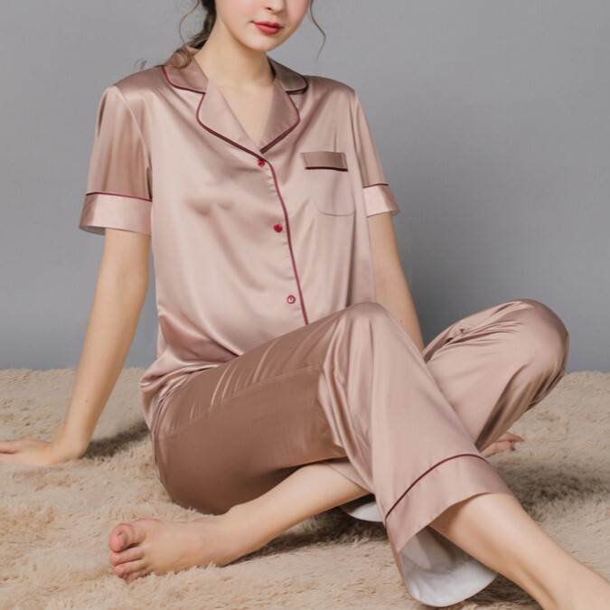 Rakuten - レディース トップス ボトムス パジャマ 部屋着 ネグリジェ 半袖 襟付き 大人可愛い きれいめ おしゃれ かっこいい ラフ ガーリー クール ナチュラル 無地 春 夏 デート お出かけ お泊まり 旅行 女子会 休日 ホテル 韓国 コーデ 楽ちん プレゼント 着回し 清楚
