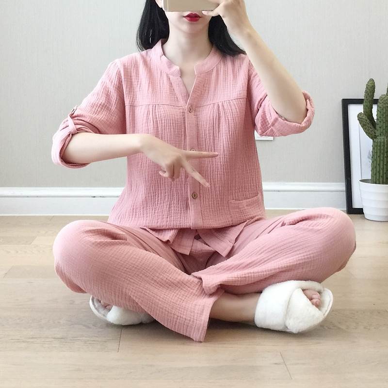 Rakuten - レディース トップス パンツ パジャマ 部屋着 寝巻き 長袖 Vネック ポケット ウエストゴム ボタン 大人可愛い きれいめ おしゃれ かっこいい ラフ ガーリー クール ナチュラル 無地 春 秋 お泊まり 旅行 女子会 休日 ホテル お揃い 韓国 コーデ 楽ちん プレゼント