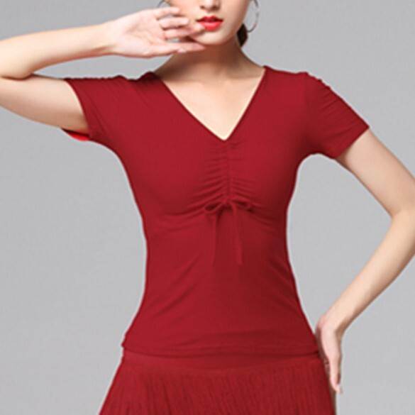 Rakuten - ダンス ラテン ルンバ チャチャ サンバ 練習服 レディース トップス シャツ ミディアム 半袖 長袖 Vネック フリンジ 大人可愛い きれいめ おしゃれ かっこいい ラフ ガーリー クール ナチュラル 無地 春 夏 秋 冬 オールシーズン ロングシーズン シーズンレス 発表会