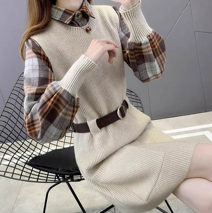 レディース トップス ワンピース シャツ ニット セーター セットアップ ショート 膝上 袖なし ノースリ..