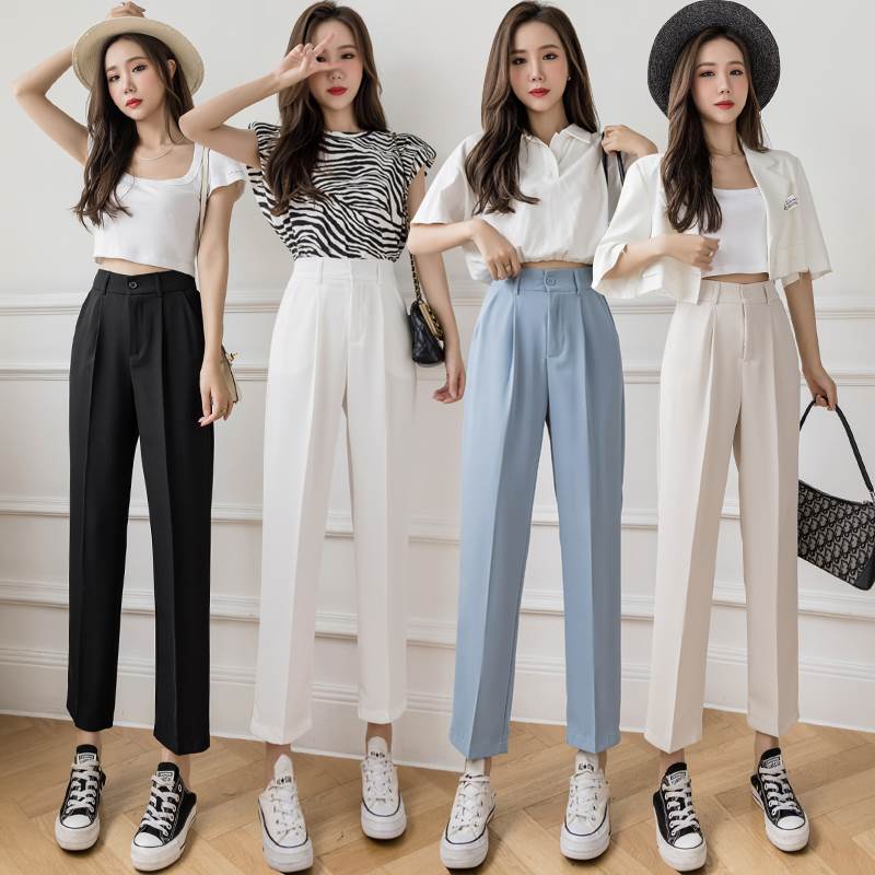 Rakuten - レディース パンツ ボトムス ストレートパンツ テーパードパンツ 9分丈 アンクル丈 ストレート Iライン スマート ポケット ハイウエスト 薄手 かわいい 大人可愛い きれいめ シンプル カジュアル おしゃれ こなれ感 個性的 主役級 存在感 抜け感 都会的 クラシカル