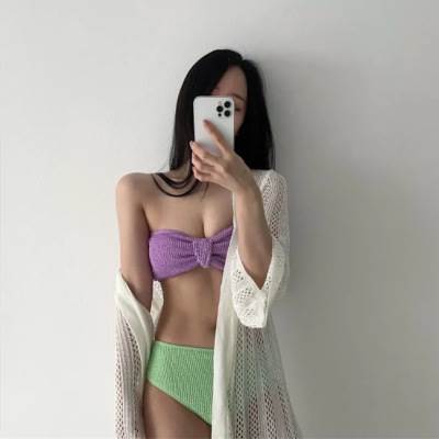 Rakuten - 水着 ビキニ レディース セパレート パッド付き リボン ハイウエスト ニット セット ツーピース 上下セット かわいい 大人可愛い きれいめ シンプル ナチュラル ゴージャス 華やか 大人っぽい おしゃれ お洒落 主役級 存在感 個性的 スタイリッシュ かっこいい