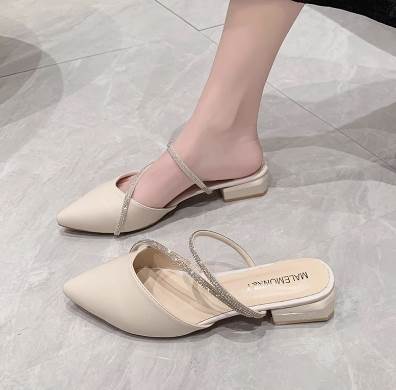 Rakuten - レディース パンプス ミュール 3cm 太ヒール ポインテッドトゥ ストラップ 美脚 脚長 大人可愛い きれいめ カジュアル 上品 おしゃれ ラブリー キュート ガーリー スポーティー ルーズ モード モダン 主役級 存在感 こなれ感 とろみ感 抜け感 シック クラシック