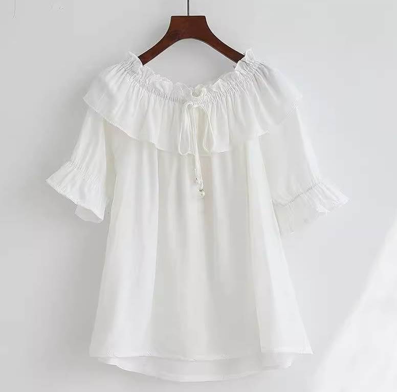 Rakuten - レディース トップス シャツ ブラウス 半袖 ラウンドネック フェミニン リボン 薄手 かわいい 大人可愛い きれいめ おしゃれ ガーリー 存在感 ラブリー キュート ロマンティック ナチュラル 無地 春 夏 秋 ロングシーズン 学生 デート お出かけ 旅行 女子会 休日
