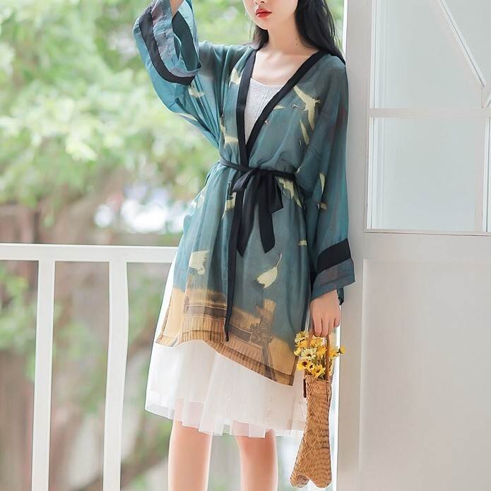 レディース トップス 羽織 着物 前開き ミディアム 7分袖 Vネック 大人可愛い きれいめ おしゃれ かっ..