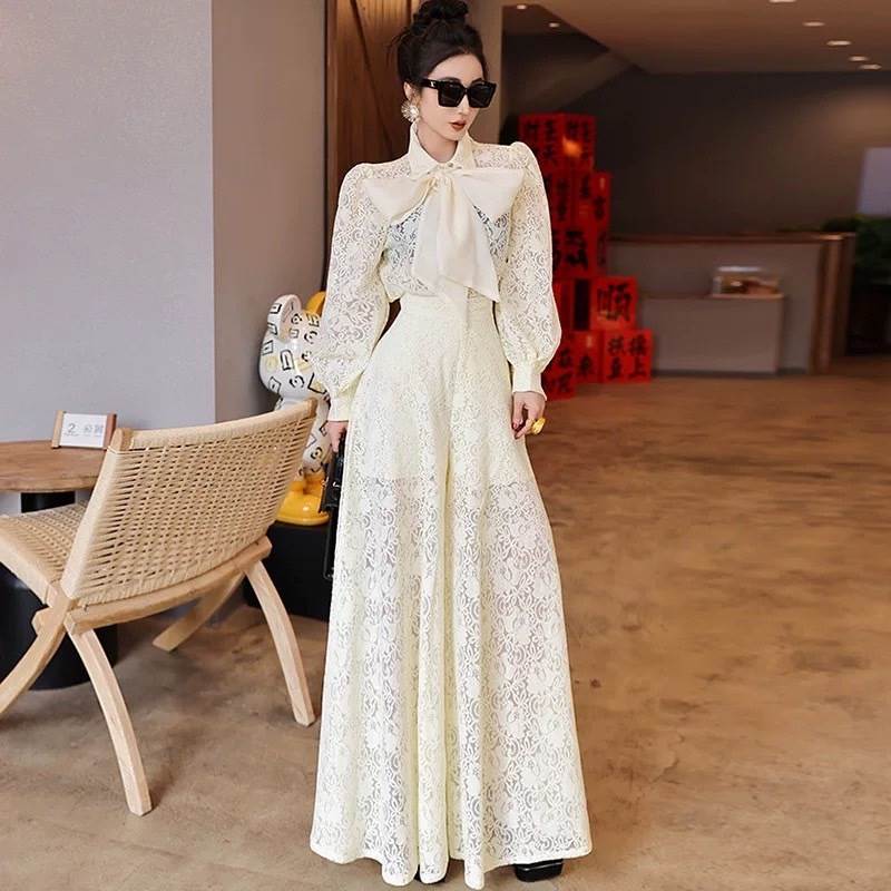 2点セット セットアップ 上下セット トップス パンツ ブラウス 前開き 襟付き レース ポケット かわいい 大人可愛い きれいめ シンプル カジュアル 大人 上品 おしゃれ かっこいい ラフ ルーズ 大人女子 こなれ感 個性的 主役級 存在感 無地 キュート クール