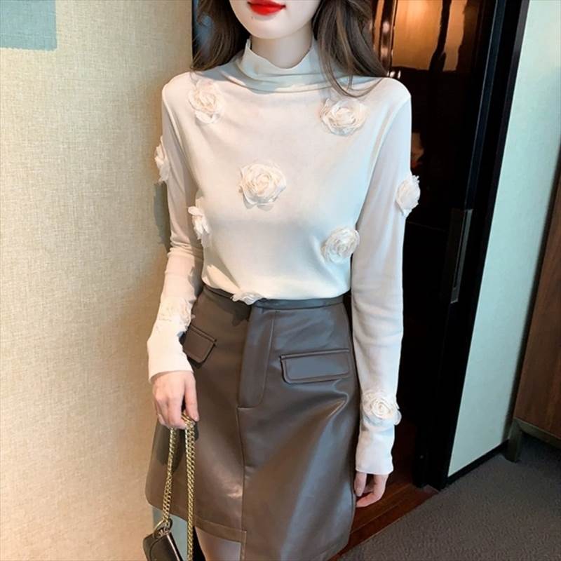 Rakuten - トップス シャツ シフォンシャツ プルオーバー ミディアム丈 長袖 立体フラワーデザイン シフォン かわいい 大人可愛い きれいめ シンプル カジュアル 上品 おしゃれ かっこいい 大人女子 こなれ感 個性的 ラフ 主役級 存在感 キュート クール ナチュラル ベーシック