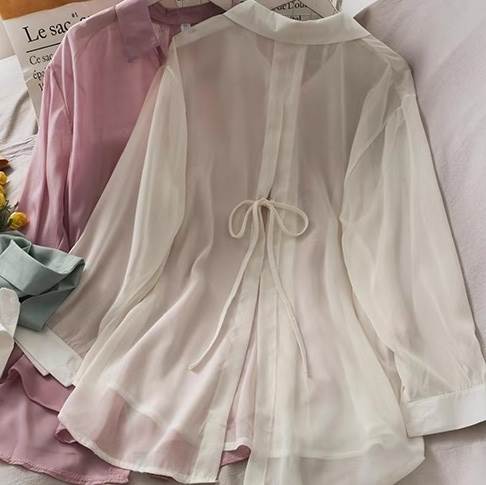 レディーストップスシャツブラウス長...