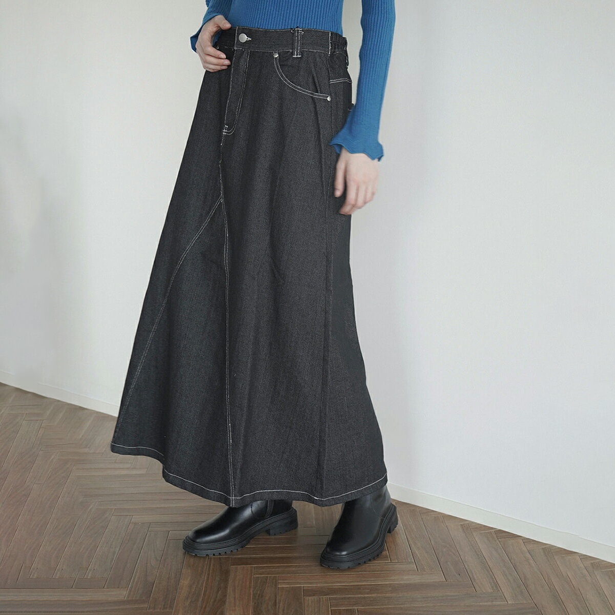 FIKA. Flare denim skirt XJ[g fjXJ[g fB[X l