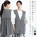 FENNEL フェンネル バックギャザーノーカラージレ トップス ジャケット ジレ ノーカラー バックギャザー レイヤード 背面フリル ロングシーズン バックコンシャス レディース 大人 フェミニン キレイめ ハンサム デイリー オフィス お仕事 日本製(4)