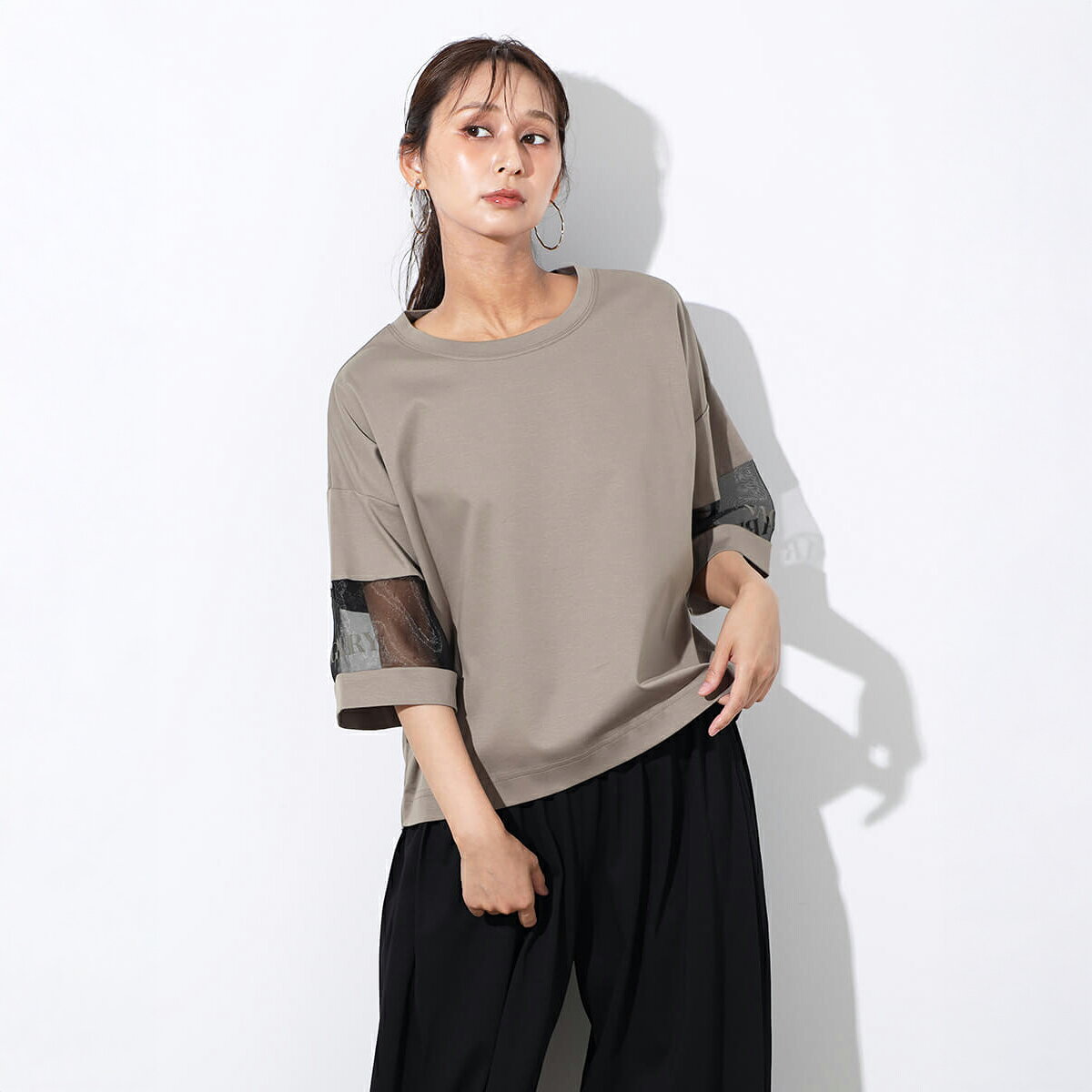 乐天商城 - 【マラソン期間中ポイント10倍】SCOTCLUB スコットクラブ シアースリーブカットソー トップス カットソー Tシャツ プルオーバー シアースリーブ ロゴプリント コットン 五分袖 レディース 大人 デイリー カジュアル カラバリ ウォッシャブル