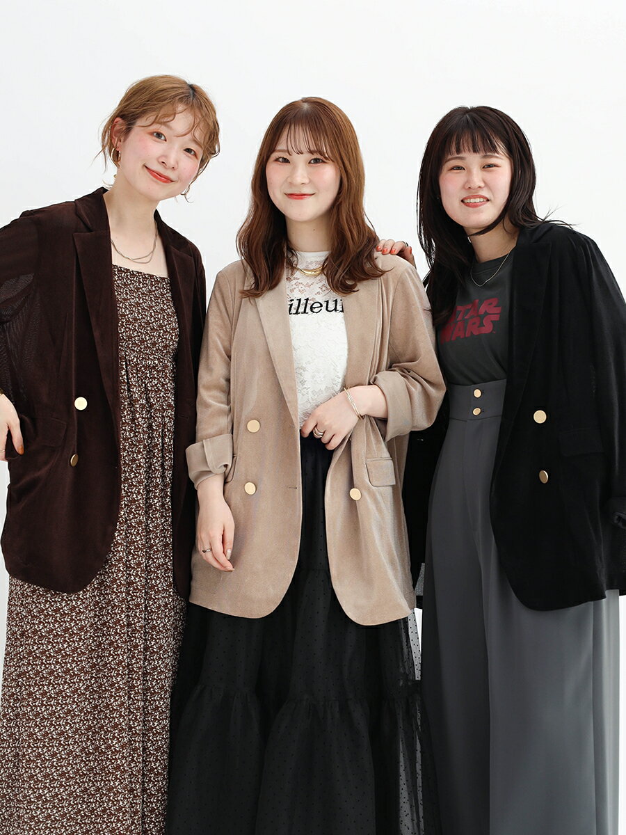 【5/23 20時~ クーポン配布＆P10倍】Vin ヴァン メッシュベロアテーラードジャケット ジャケット テーラードジャケット ベロアジャケット メッシュ ベロア ダブルボタン リラクシー レディース カジュアル フェミニン キレイめ 秋冬 トレンド カラバリ 2