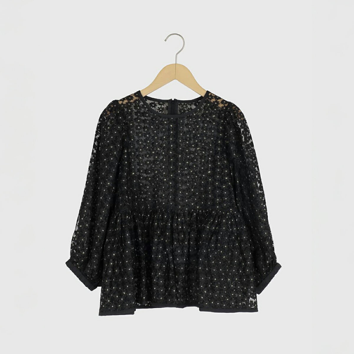 乐天商城 - 【マラソン期間中ポイント10倍】Ample アンプル 花柄レースペプラム切替ブラウス トップス ブラウス レース ペプラム 花柄 レーストップス レイヤード 刺繍 透け感 シアー レディース カジュアル フェミニン ガーリー キレイめ デイリー ウォッシャブル