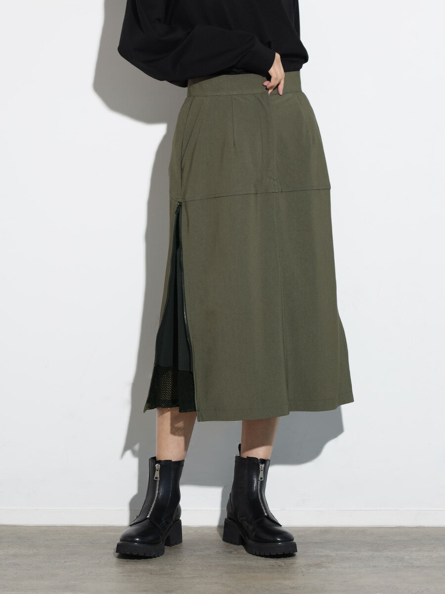 SCOTCLUB スコットクラブ サイドジップタイトスカート スカート タイトスカート サイドジップ 配色 Iライン レディース ストレッチ スポーティ 大人 カジュアル リラクシー ウエストゴム ウォッシャブル 日本製 スリット セミフレア ナイロン メッシュ