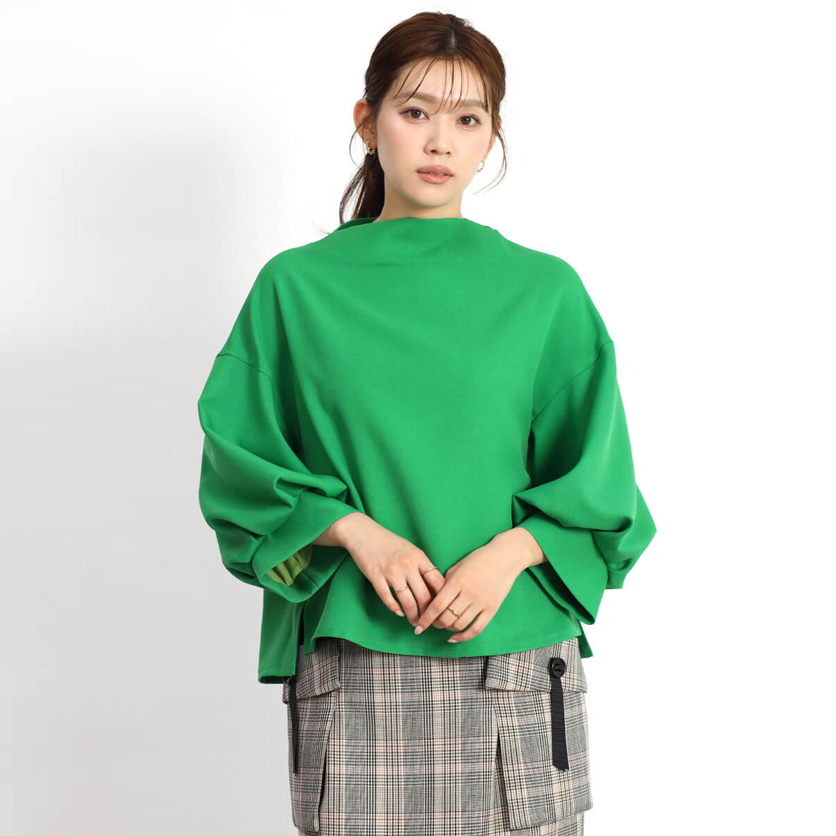 FENNEL ボリュームスリーブブラウス トップス ブラウス ボリュームスリーブ カラバリ レディース 大 人 フェミニン 上品 デイリー ウォッシャブル ボートネック プルオーバー ストレートヘムライン ウールライク 日本製