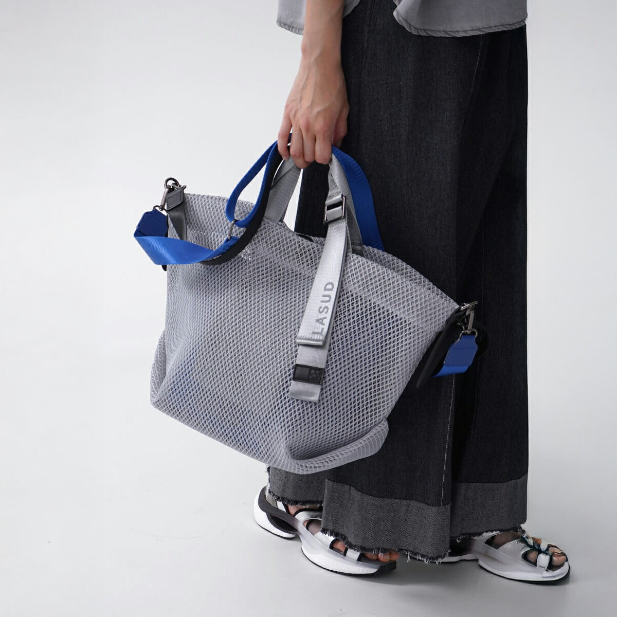 【LASUD ラシュッド】インポーチ付2wayメッシュトートバッグ メッシュ素材 夏 トートバッグ ショルダーバッグ メッシュバッグ A5サイズ対応 軽量 ポーチ付き 大人カジュアル モード系 スポーツミックス トレンド ハンドバッグ デイリー