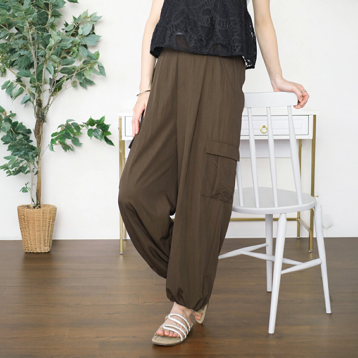 乐天商城 - 【全商品ポイント10倍】【Vin ヴァン】 ドロストヘムカーゴパンツ パンツ カーゴパンツ ワークパンツ ドローコード レディース 大人 カジュアル キレイめ リラクシー デイリー カラバリ ウエストゴム ウォッシャブル