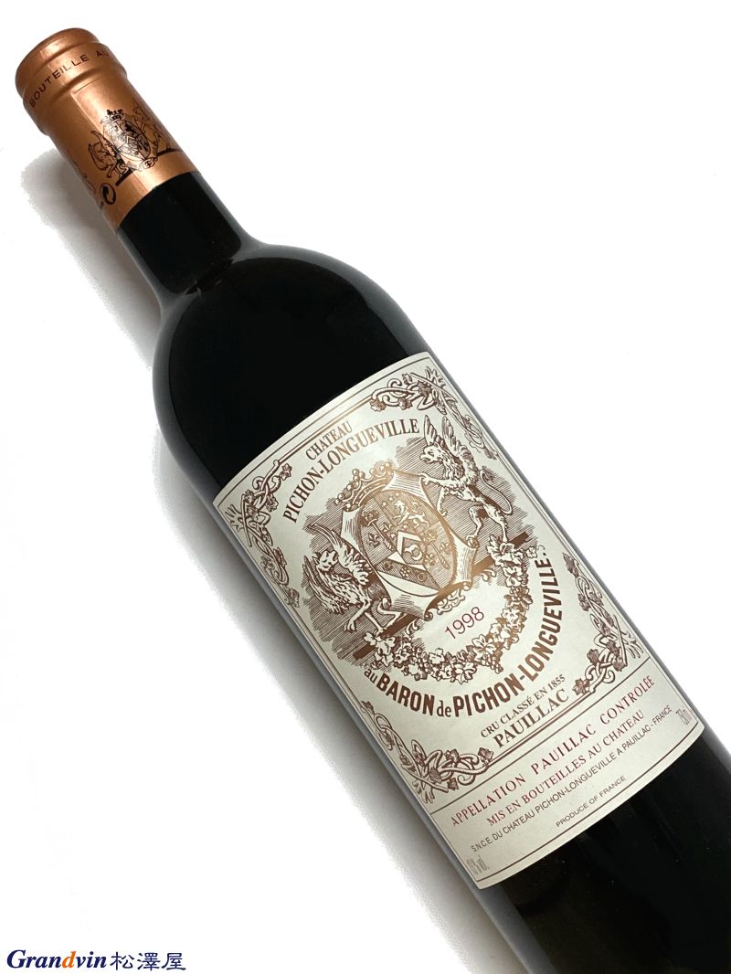 Ch&#226;teau Pichon Longueville Baron 赤ワイン　750ml [AOC］ポイヤック　第2級 [評　価］90点 A definitive Pauillac, the dense purple-colored 1998 Pichon-Baron offers up a sweet bouquet of licorice, smoke, asphalt, blackberries, and creme de cassis. In the mouth, the wine is elegant rather than full-blown, with medium body, sweet fruit, nice texture on the attack and mid-palate, and moderate tannin in the long finish. No, this is not as profound as the 1996, 1990 or 1989, but it is an outstanding effort. Anticipated maturity: 2006-2020. 134, The Wine Advocate(23rd Apr 2001)■Pichon Longueville Baron　ピション ロングヴィル バロン 『1950年代、1960年代はスランプだったが、その後、ピション＝ロン 　グヴィル・バロンは驚嘆に値する回復を遂げ、特に1986年以降は一 　貫して最高級のワインをつくっている。現在の品質レベルでは一級 　への昇格は許されないだろうが、血統以上の出来は見せているため 　「スーパー・セカンド」と呼ばれることも多い。一級との価格差を 　考えると、ボルドーのトップクラスの格付けワインとしては良好な 　お買い得品である。』 　美術出版社 『BORDEAUX ボルドー 第4版』