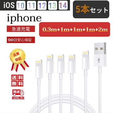 iphone 充電 ケーブル 充電ケーブル 0.3m 1m 2m 5本セット アイフォン 充電器 ライトニングケーブル