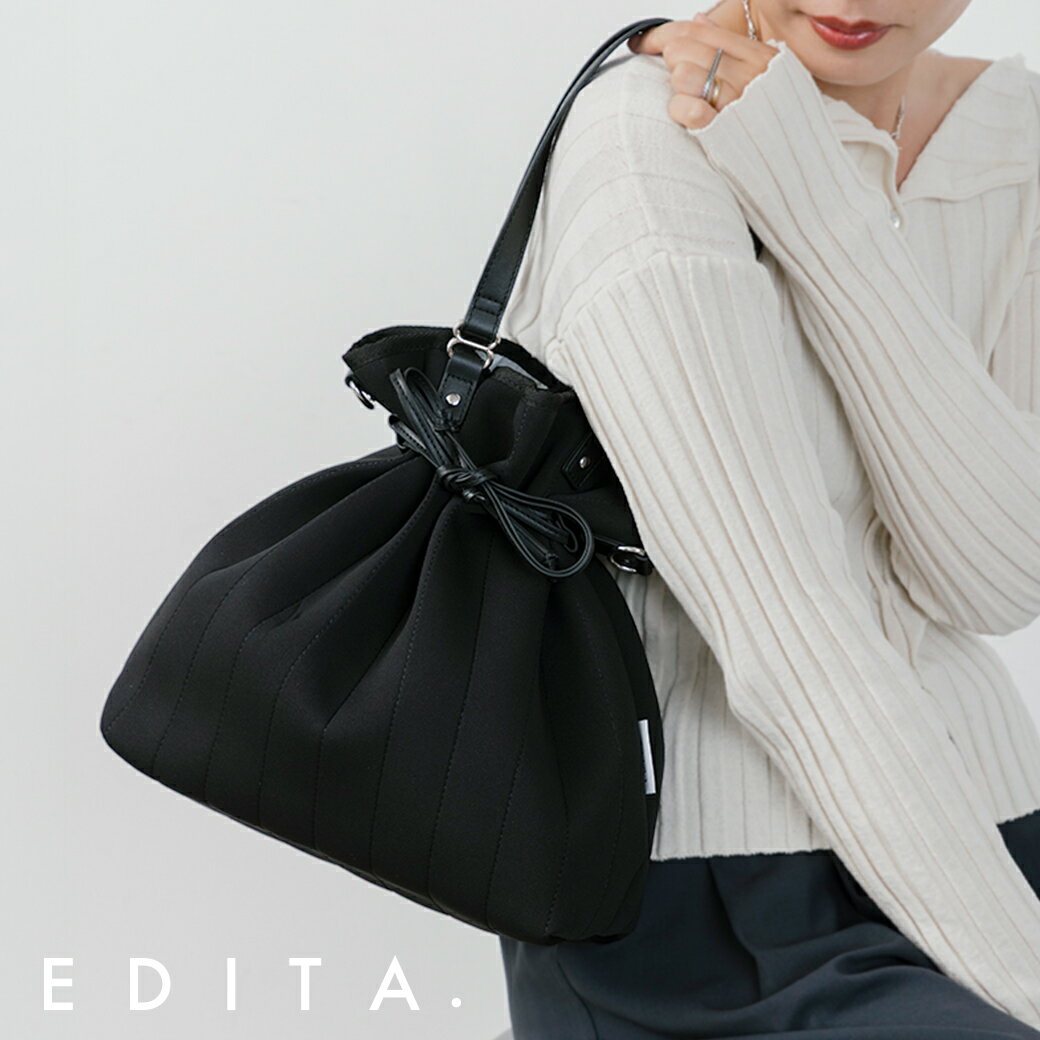 【2点で30%OFF対象】 巾着バッグ ショルダーバッグ レディース 軽量 軽い A4対応 ノートPC収納 かわいい 小さめ 2way 巾着トート トートバッグ 韓国マザーズバッグ 大容量 おしゃれ ブランド 洗える ネオプレン 人気 エディータ EDITA edt-132