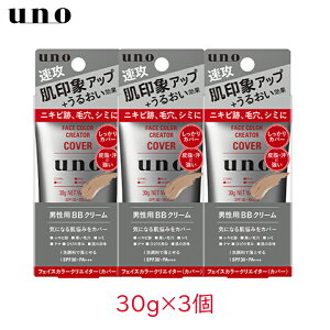 [メール便] 資生堂 uno フェイスカラークリエイターカバー (カバーレベル3) 30g 3個 毛穴 ニキビ跡 メンズ美容 ファンデ 下地 BBクリーム リキッド メイク男子 メンズ化粧品 ひげ ひげ剃り跡 青髭 ヒゲ mb