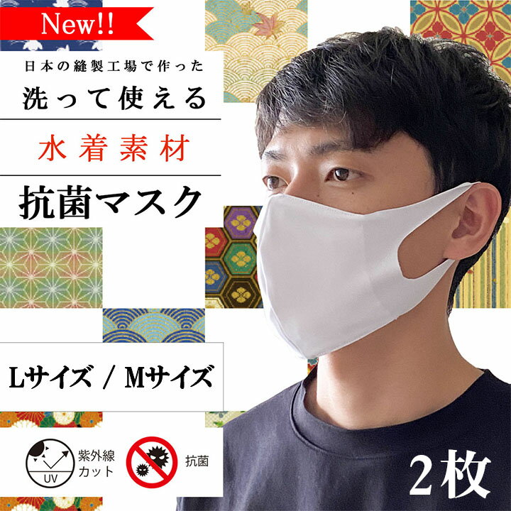 【日本製・内側メッシュ素材】洗える抗菌マスク 2枚セット 大